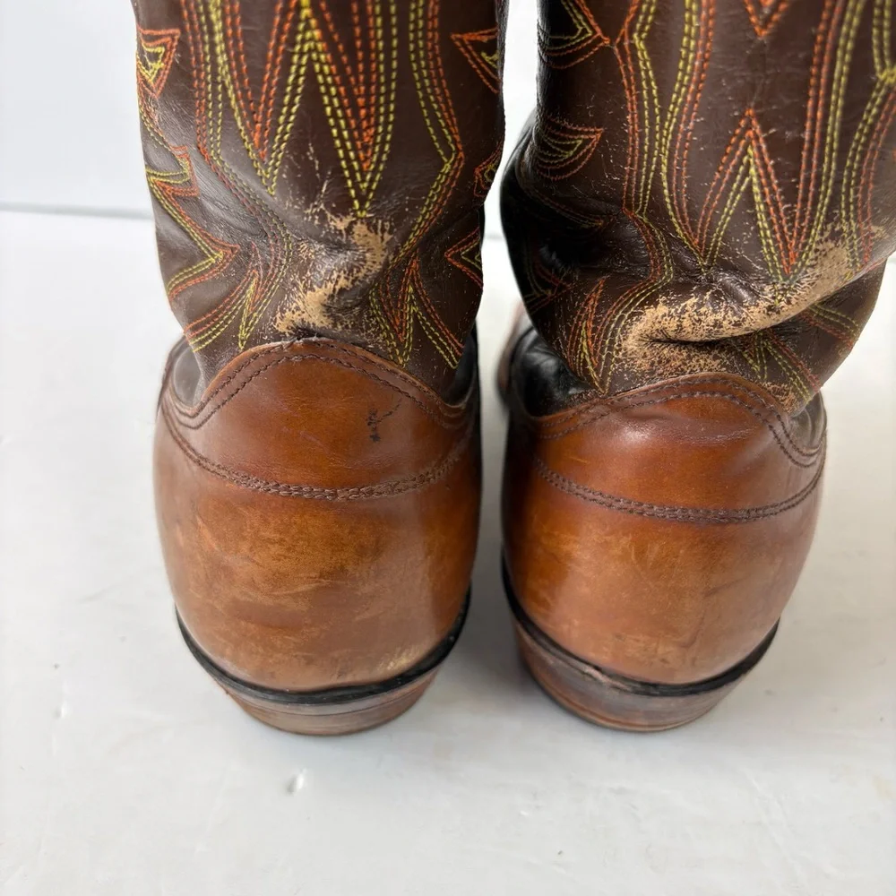 Vintage 1970s 1980s Nocona Cowboy Boots Brown Mens Size 9E 4782